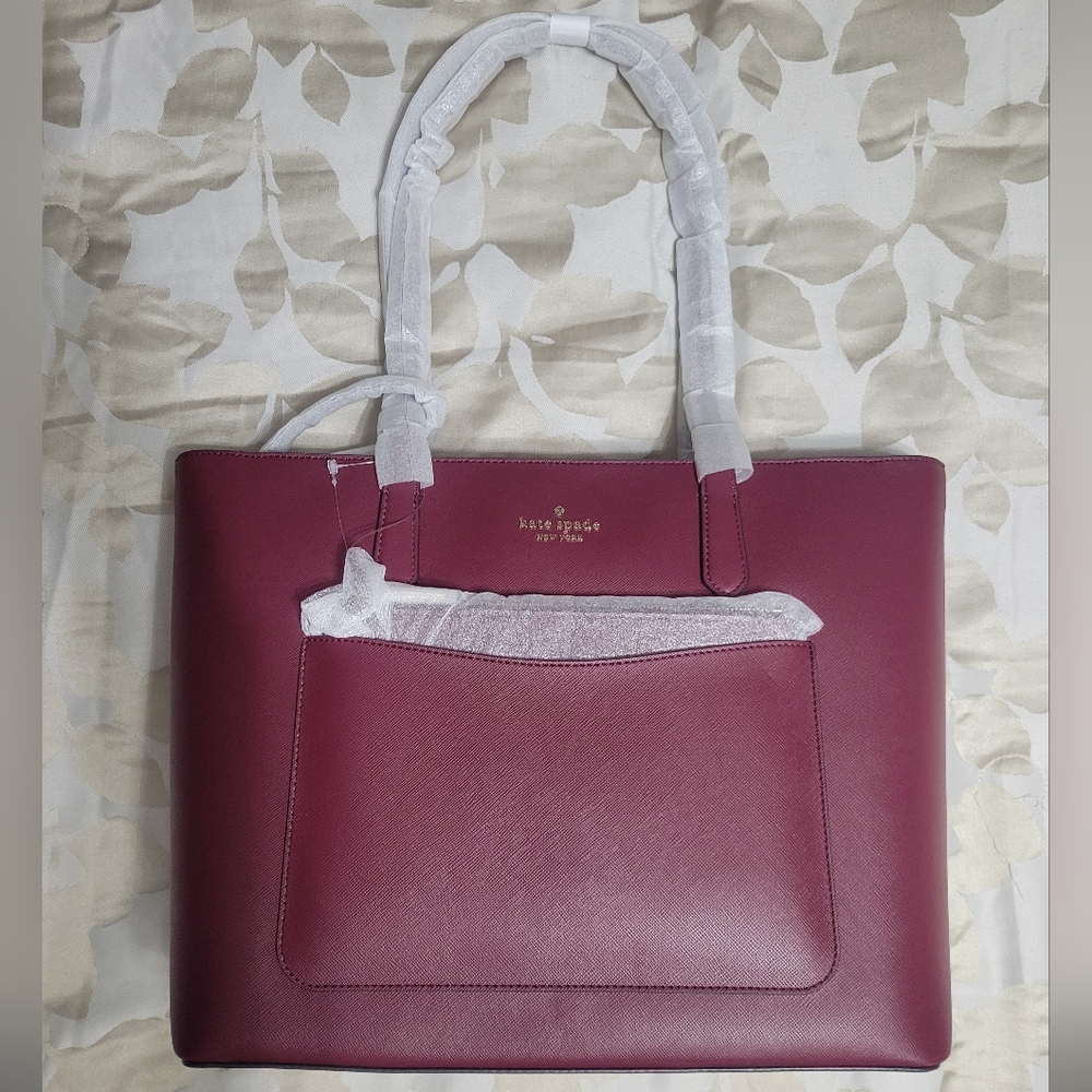 Kate Spade Stacy Tote Set Bag Saffiano PVC in Blackberry